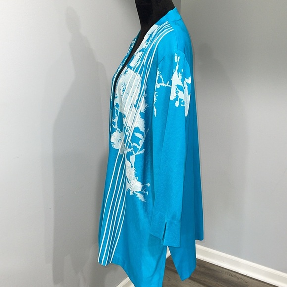 Exclusively Misook women size 3X blue cardigan abstract print decor - Picture 6 of 16